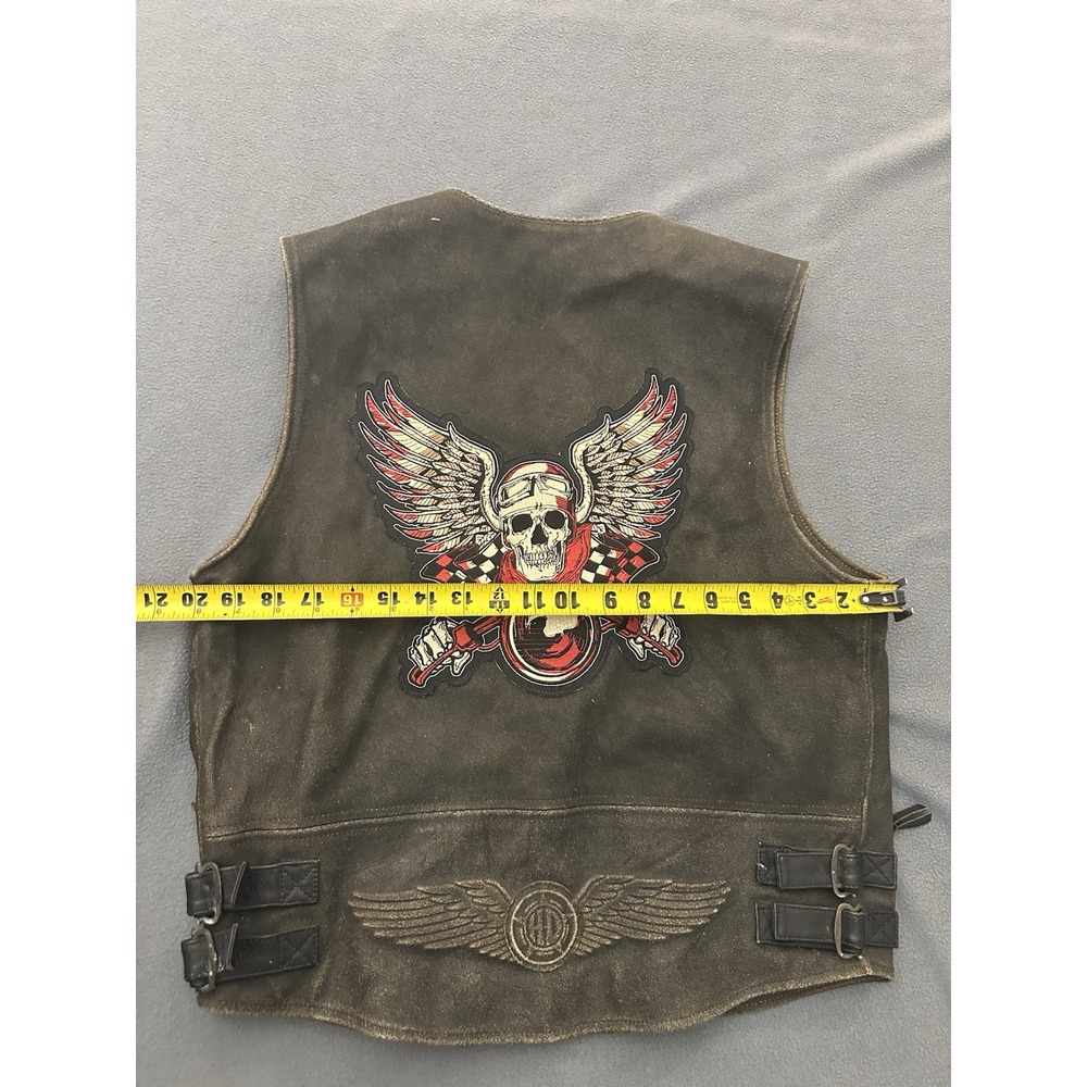 Harley Davidson Billings Brown Leather Motorcycle Vest Men's Size Medium - Picture 8 of 9